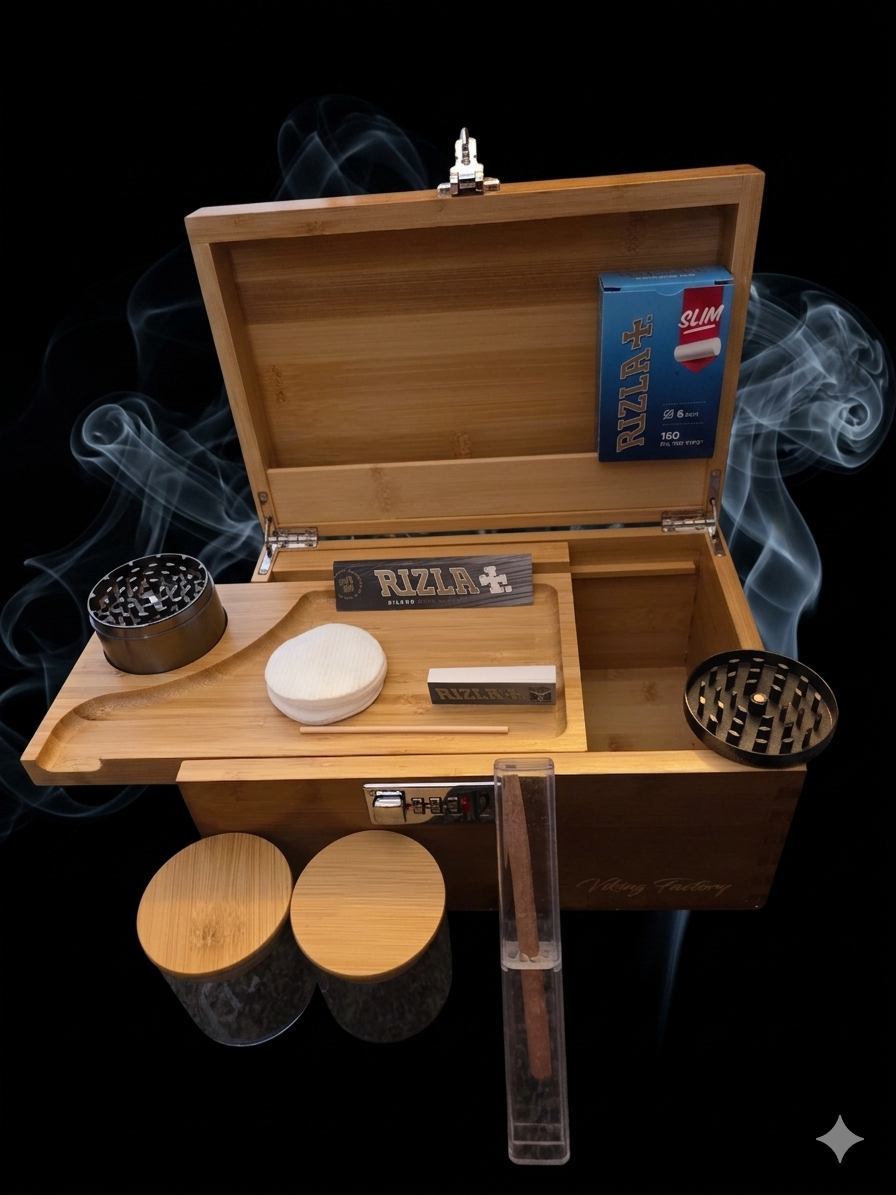lockable home box kit,with roller and all accessories with smell proof jars