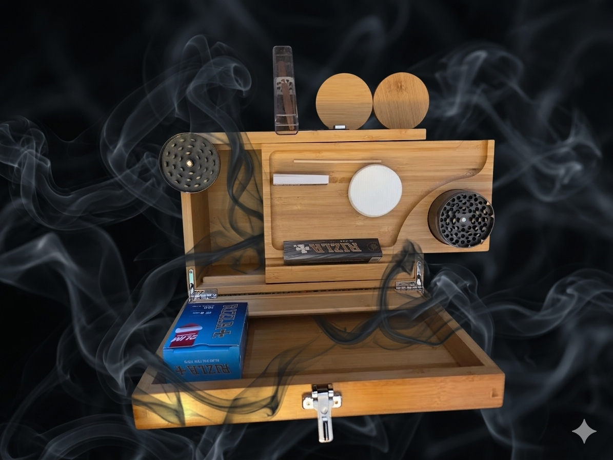 lockable home box kit,with roller and all accessories with smell proof jars