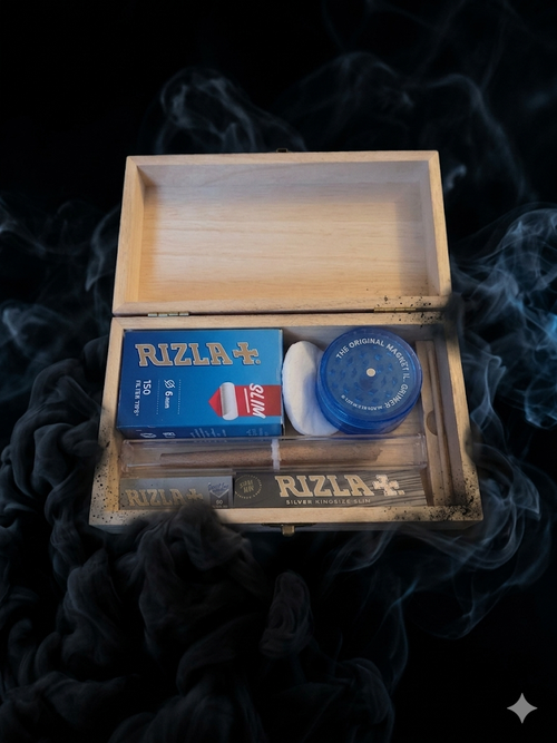 Travel Box With Handmade Wooden Rolling tool For Creating The Perfect Cone With All Accessories Thats Needed