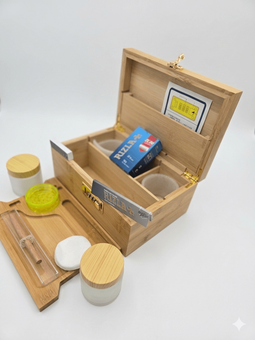 Premium Bamboo Rolling Station Kit — Lockable All - in - One Set - Rolling in gigglez