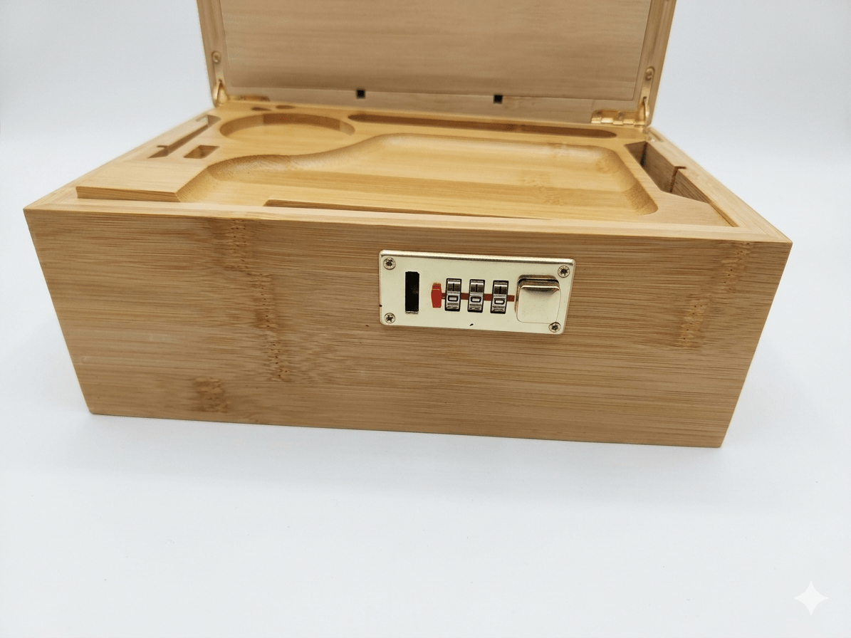 Premium Bamboo Rolling Station Kit — Lockable All - in - One Set - Rolling in gigglez