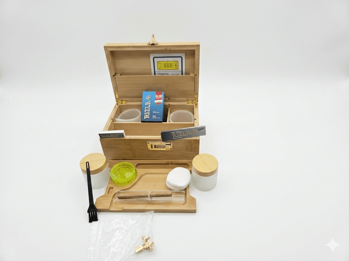Premium Bamboo Rolling Station Kit — Lockable All - in - One Set - Rolling in gigglez
