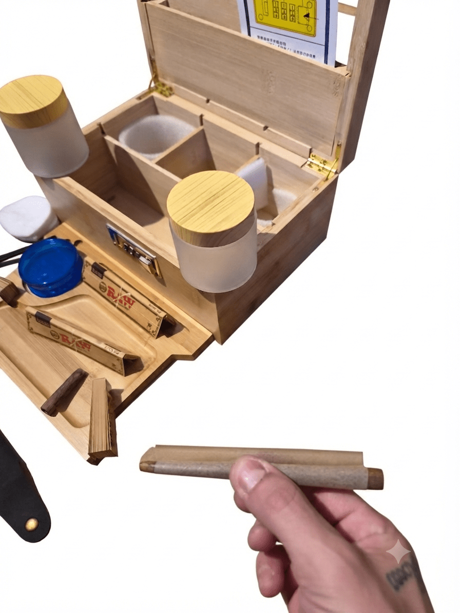 Premium Bamboo Rolling Station Kit — Lockable All-in-One Set - Rolling in Gigglez